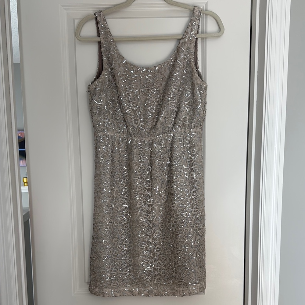 MM Couture Tan Sequin Sheath Mini Dress